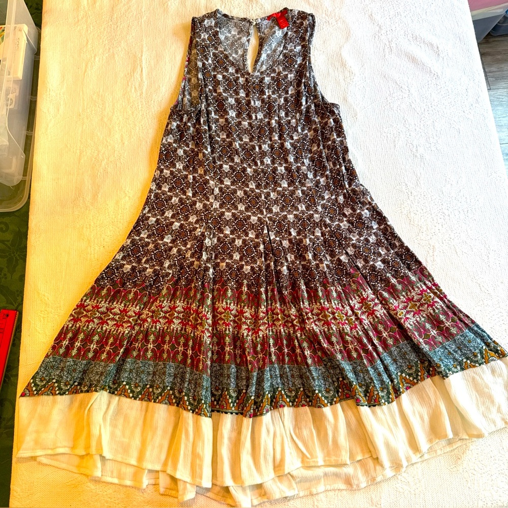 Chelsea & Violet Floral Print Dress - Navy and Cream Size XS
